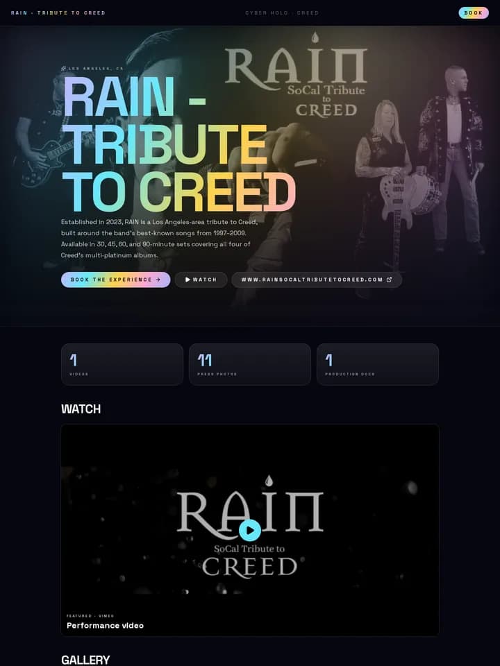 RAIN — Tribute to Creed in the Cyber Holo EPK template