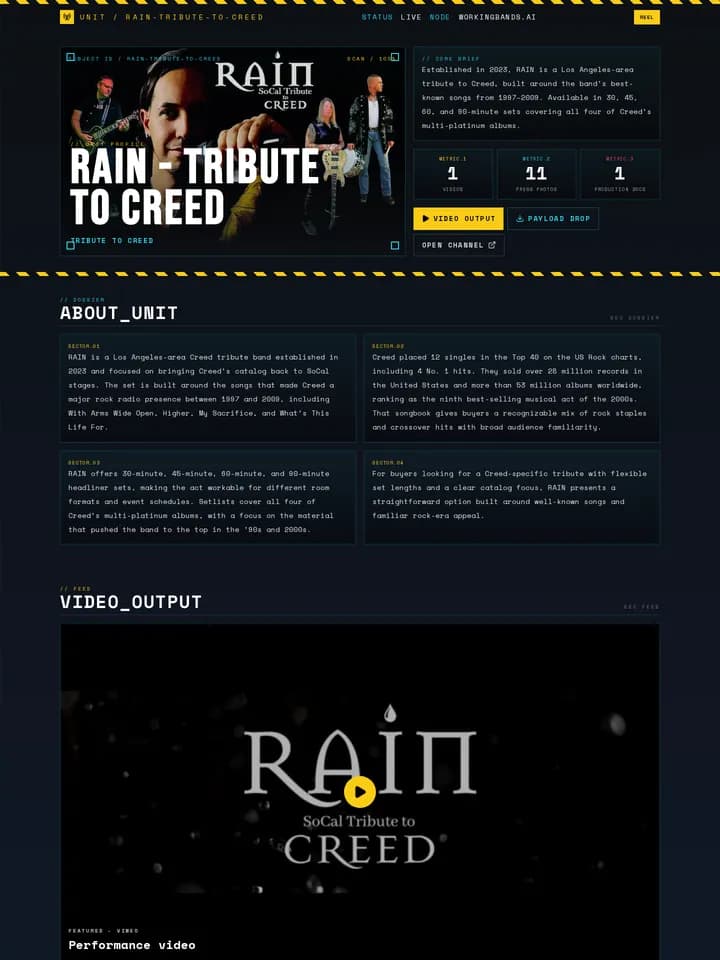 RAIN — Tribute to Creed in the Mecha Industrial EPK template