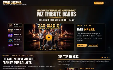 Music Zirconia booking agency website