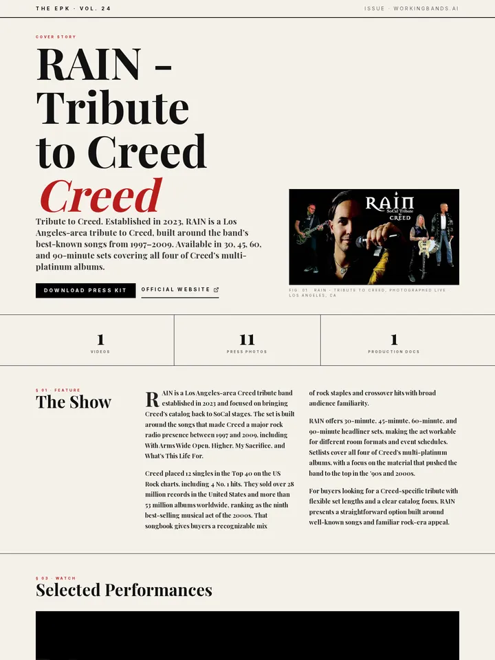 Editorial Noir EPK design preview