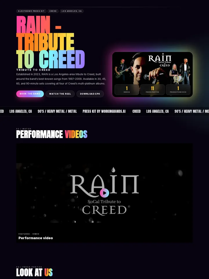 Neon Revival EPK design preview
